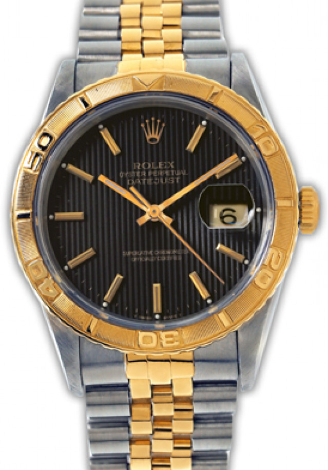 Rolex 16263 Yellow Gold & Steel on Jubilee Black Tapestry with Gold Index